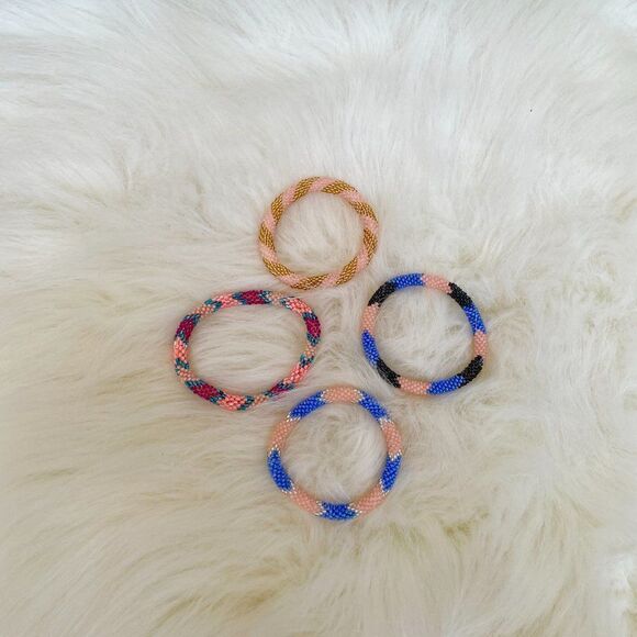 HAND CRAFTED in Nepal Beaded Bracelets (set of 4) PCH4 - Picture 3 of 4